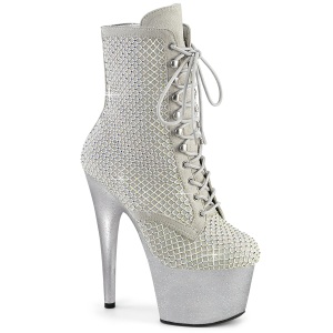 ADORE-1020RM 18 cm botines de tacn altos pleaser strass plata