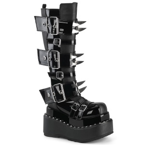 Charol 11,5 cm BEAR-215 emo botas mujer con piramidal plataforma en negro