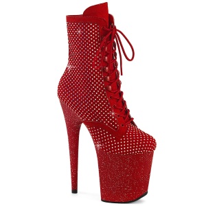 FLAMINGO-1020RM 20 cm botines de tacn altos pleaser strass rojo