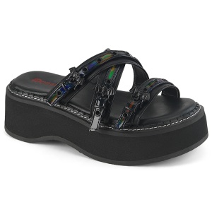 Negro 5 cm EMILY-07 pantuflas mujer de plataforma emo gothic