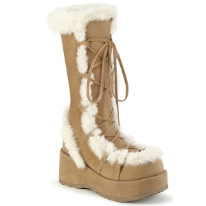 Piel sinttica 7 cm CUBBY-311 lolita botas mujer con plataforma en marron