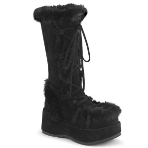 Piel sinttica 7 cm CUBBY-311 lolita botas mujer con plataforma en negro