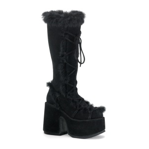 Piel sinttica goth 13 cm mujeres botas plataforma tacn chunky negro