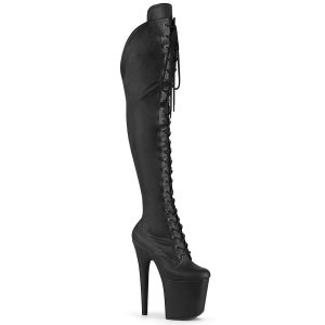 Polipiel negros 20 cm FLAMINGO-3014 botas por encima de la rodilla con cordones