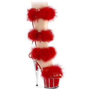 Rojo 18 cm ADORE-728F sandalias de tacn con plumas pole dance