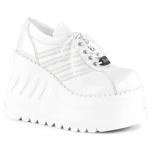 STOMP-08 zapatos con cordones mujer 12 cm cua alta y plataforma blanco