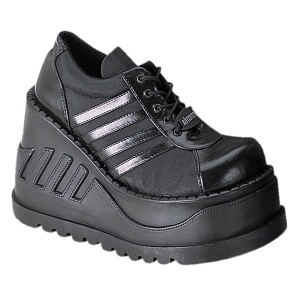 STOMP-08 zapatos con cordones mujer 12 cm cua alta y plataforma negro