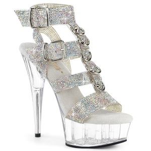 Strass 15 cm DELIGHT-656RS tacones altos sandalias de tiras