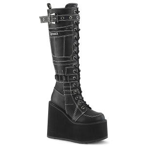 Vegano 14 cm SWING-260 plataforma botas hasta la rodilla mujer con cordones