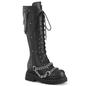 Vegano 6 cm REN-215 gticas mujeres botas hasta la rodilla cordones con cadenas