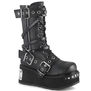 Vegano 8,5 cm TRASH250 hombre plataforma botas con hebilla negro