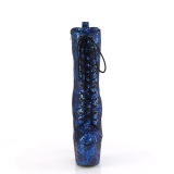 1040SPF - 18 cm botines de tacn altos pleaser patrn de serpiente azules