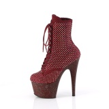 ADORE-1020RM 18 cm botines de tacn altos pleaser strass burdeos