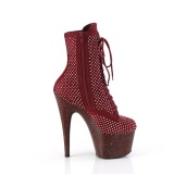 ADORE-1020RM 18 cm botines de tacn altos pleaser strass burdeos