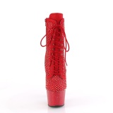 ADORE-1020RM 18 cm botines de tacn altos pleaser strass rojo