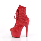 ADORE-1020RM 18 cm botines de tacn altos pleaser strass rojo