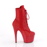 ADORE-1020RM 18 cm botines de tacn altos pleaser strass rojo