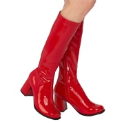 Botas rojas charol tacn ancho 7,5 cm - aos 70 hippie disco gogo - botas debajo de la rodilla