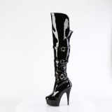 Charol 15 cm DELIGHT-3018 botas altas tacn aguja con hebilla negro