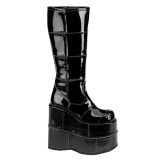 Charol 18 cm extremo plataforma botas hasta la rodilla hombre negro