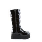 Charol 8,5 cm TTRASH518 cyberpunk plataforma botas hasta la rodilla hombre negro