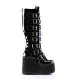 Cua alta 14 cm S815 plataforma botas mujer con hebilla negro LA