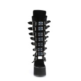 Cua alta 14 cm S815 plataforma botas mujer con hebilla negro terciopelo