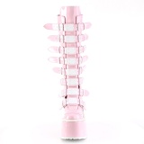 Cua alta 14 cm S815 plataforma botas mujer con hebilla rosa holograma