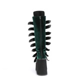 Cua alta 14 cm S815 plataforma botas mujer con hebilla verdes terciopelo