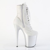 FLAMINGO-1020RM 20 cm botines de tacn altos pleaser strass plata