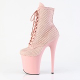 FLAMINGO-1020RM 20 cm botines de tacn altos pleaser strass rosa