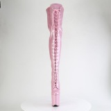 Glitter Rosas 20 cm FLAMINGO-3020GP tacones botas altas por encima de la rodilla con cordones