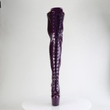 Glitter Violeta 18 cm ADORE-3020GP tacones botas altas por encima de la rodilla con cordones