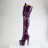 Glitter Violeta 18 cm ADORE-3020GP tacones botas altas por encima de la rodilla con cordones