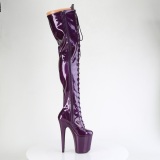 Glitter Violeta 20 cm FLAMINGO-3020GP tacones botas altas por encima de la rodilla con cordones