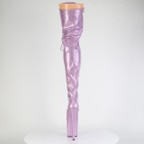 Glitter purpura 20 cm FLAMINGO-3020GP tacones botas altas por encima de la rodilla con cordones