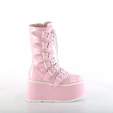 Holograma 9 cm DAMNED-225 mujeres plataforma botas hasta la pantorrilla con hebilla rosa