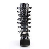 Holograma 9 cm DAMNED-318 plataforma botas hasta la rodilla mujer con hebilla negro