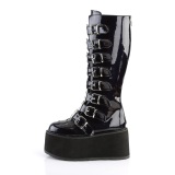 Holograma 9 cm DAMNED-318 plataforma botas hasta la rodilla mujer con hebilla negro