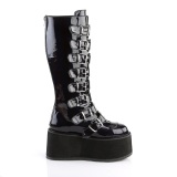 Holograma 9 cm DAMNED-318 plataforma botas hasta la rodilla mujer con hebilla negro