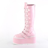 Holograma 9 cm DAMNED-318 plataforma botas hasta la rodilla mujer con hebilla rosa