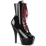 KISS-1020 - 15 cm plataforma botines tacones altos charol negro