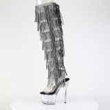 Negro 18 cm pole dance exotic plataforma botas overknee con flecos strass