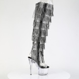 Negro 18 cm pole dance exotic plataforma botas overknee con flecos strass