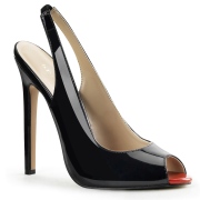Negro zapato de saln slingback peep toe 13 cm SEXY-08