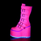 Neon 14 cm SWING-G mujeres plataforma botas hasta la pantorrilla con hebilla rosa