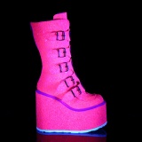 Neon 14 cm SWING-G mujeres plataforma botas hasta la pantorrilla con hebilla rosa