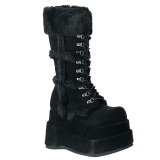 Piel sinttica 11,5 cm BEAR-202 emo botas mujer con piramidal plataforma en negro