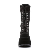 Piel sinttica 11,5 cm BEAR-202 emo botas mujer con piramidal plataforma en negro