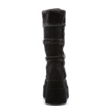 Piel sinttica 11,5 cm BEAR-202 emo botas mujer con piramidal plataforma en negro